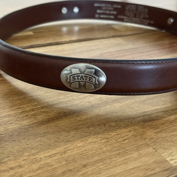 ZEP-PRO Belt Mens Size 32 Brown Full Grain Leather Mississippi State University - Picture 3 of 8